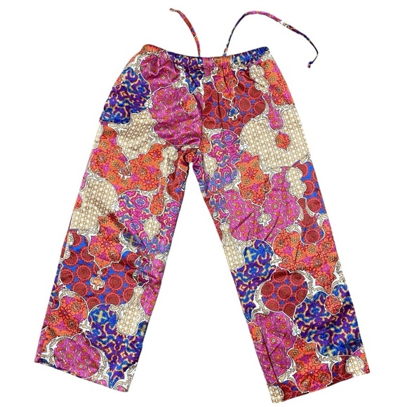 Natori Vibrant Multicolor Patterned Pajama Satin Pants - Picture 2 of 4